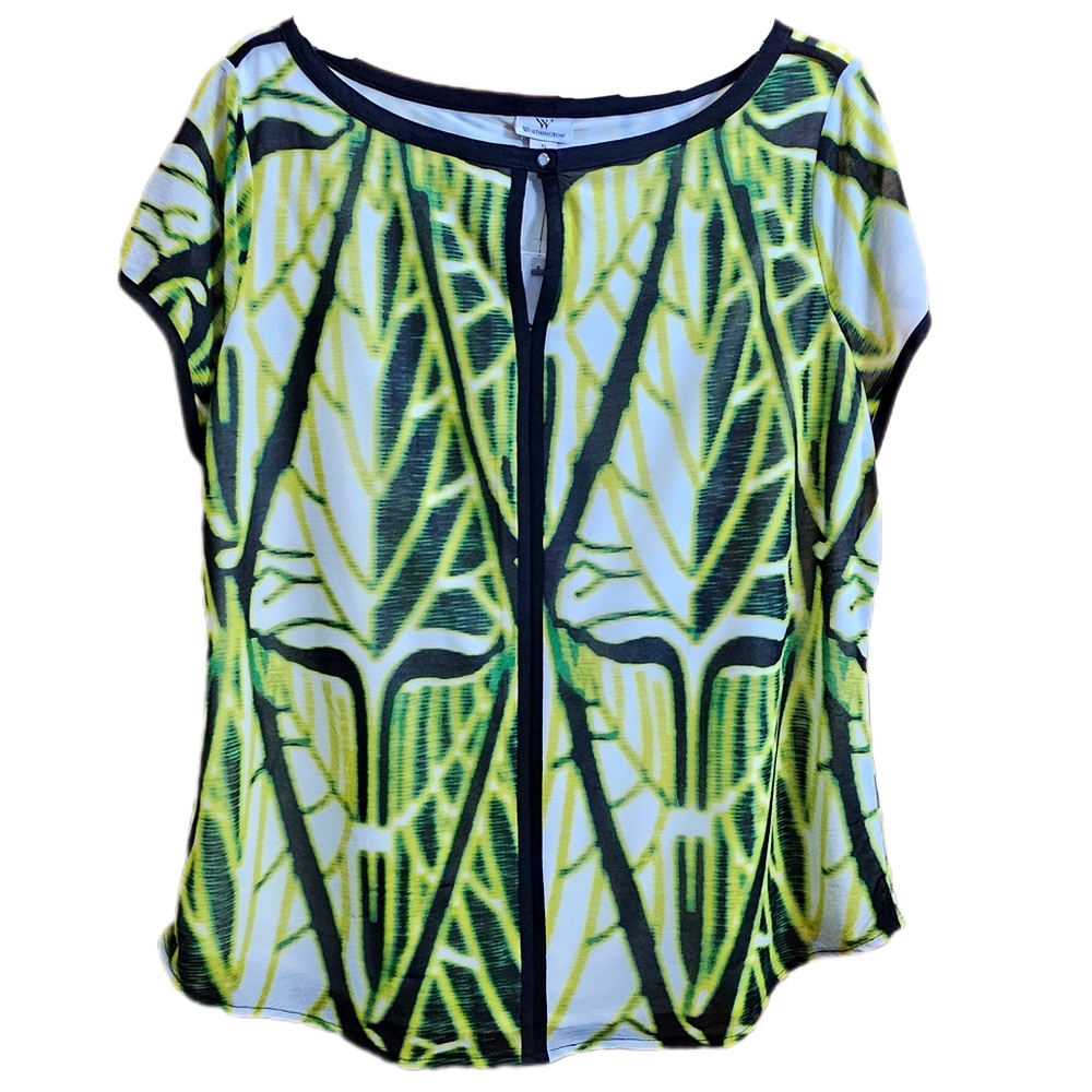 Worthington womens short sleeve green blouse top shirt new with tags NWT XL